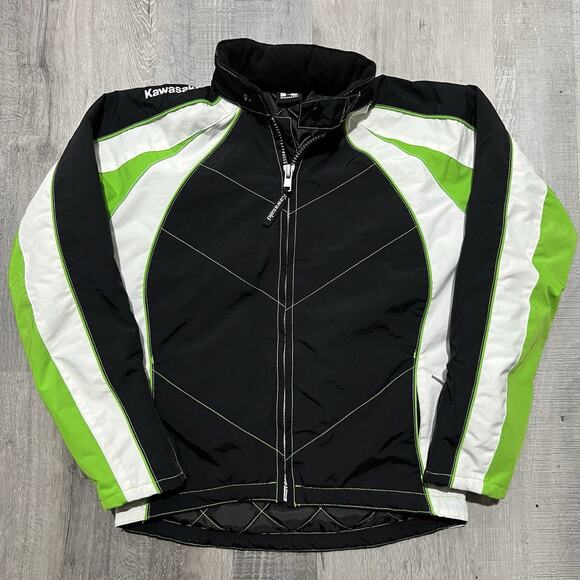 Kawasaki Racing Jacket Black/Green Quilted Lining Motorcycle Snowmobile Womens - Picture 1 of 7